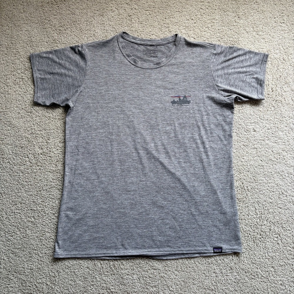 Patagonia Capilene Cool Daily Graphic T-Shirt Women's Large Gray Save Our Planet